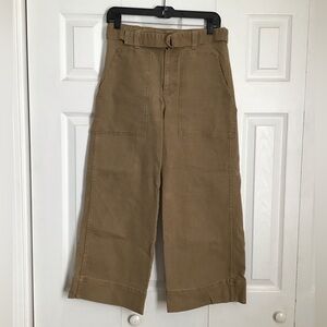 Madewell Women’s Brown Canvas Pocket High Rise Wide Leg Crop Pants Size 27